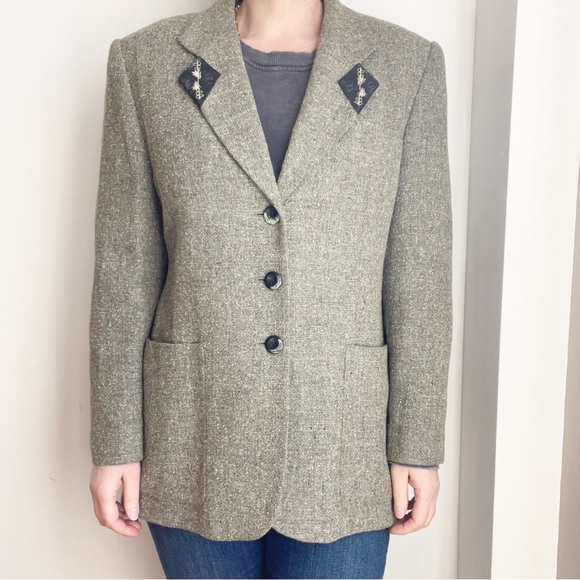 Vintage Klein Petit Paris Blazer Size 10 Wool Cotton Blend - Picture 3 of 13